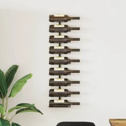 vidaXL Botellero de pared para 9 botellas hierro Negro New