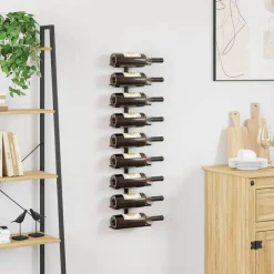 vidaXL Botellero de pared para 9 botellas hierro Negro New