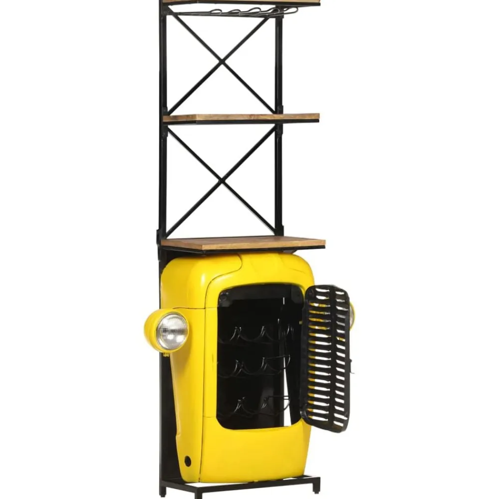 vidaXL Botellero forma de tractor madera mango 49x31x172 cm Amarillo Best