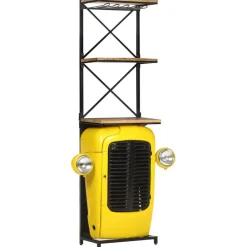 vidaXL Botellero forma de tractor madera mango 49x31x172 cm Amarillo Best