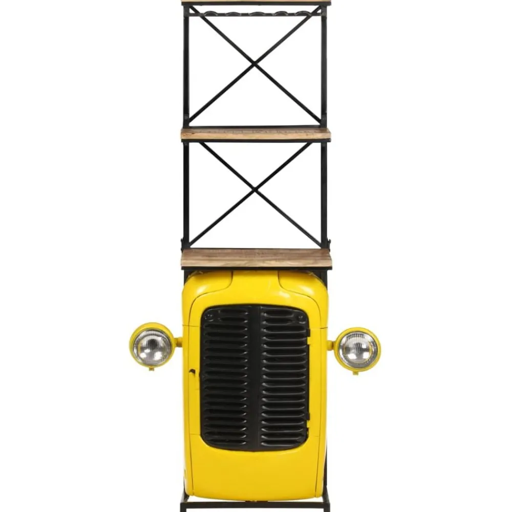 vidaXL Botellero forma de tractor madera mango 49x31x172 cm Amarillo Best