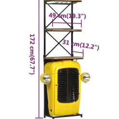 vidaXL Botellero forma de tractor madera mango 49x31x172 cm Amarillo Best