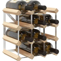 vidaXL Armarios Y Almacenamiento-Botellero para 12 botellas de madera maciza de pino