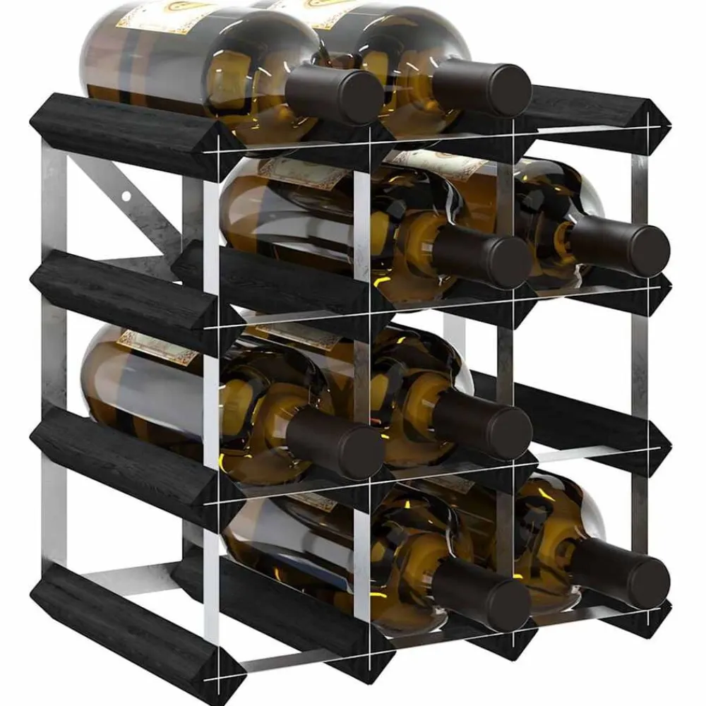 vidaXL Armarios Y Almacenamiento-Botellero para 12 botellas madera maciza de pino negro