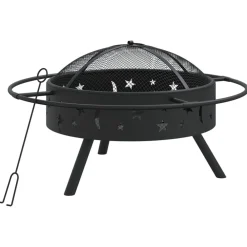 vidaXL Chimeneas-Brasero con atizador acero XXL 70 cm
