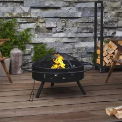 vidaXL Chimeneas-Brasero con atizador acero XXL 70 cm