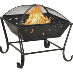 vidaXL Brasero con atizador acero XXL 62 cm Hot