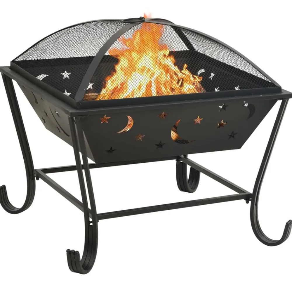 vidaXL Brasero con atizador acero XXL 62 cm Hot