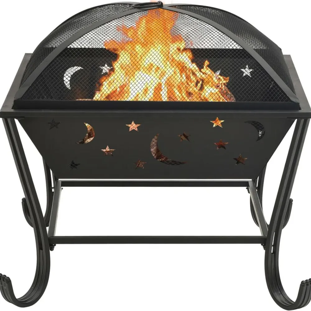 vidaXL Brasero con atizador acero XXL 62 cm Hot