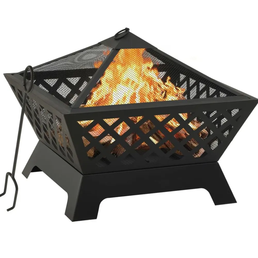 vidaXL Chimeneas-Brasero con atizador acero XXL 64 cm