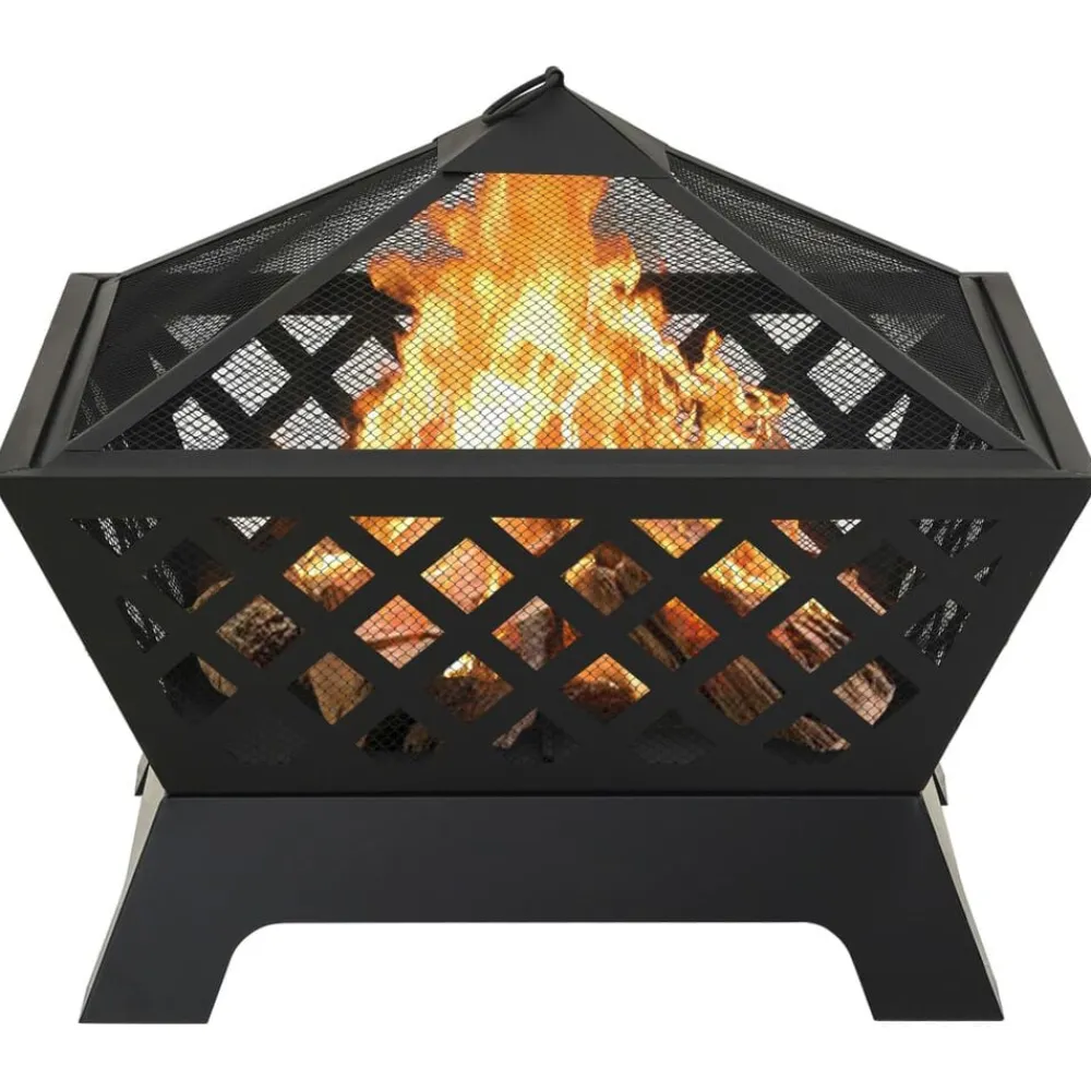 vidaXL Chimeneas-Brasero con atizador acero XXL 64 cm
