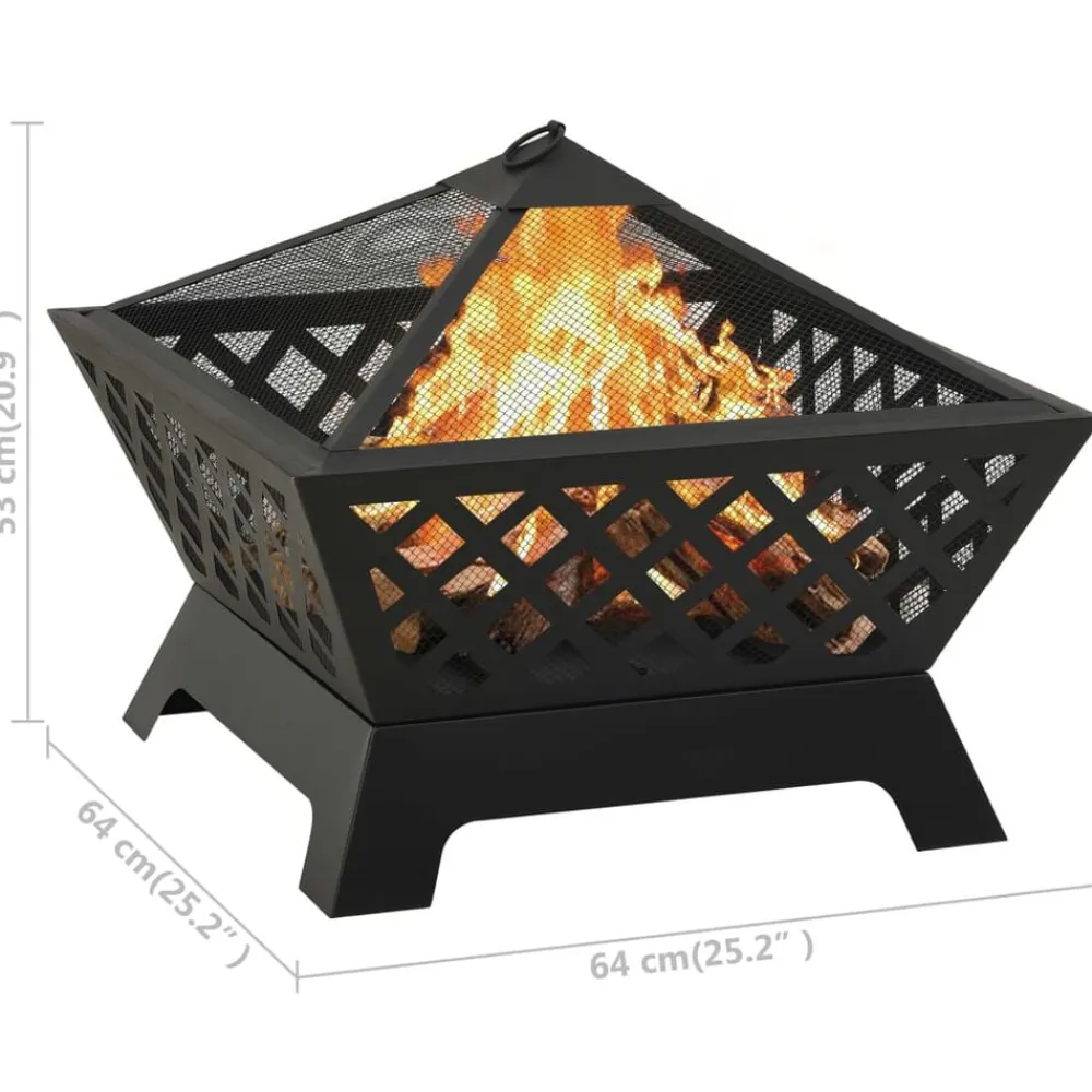 vidaXL Chimeneas-Brasero con atizador acero XXL 64 cm