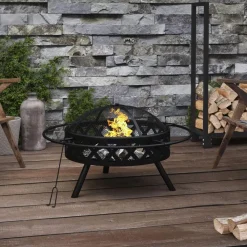 vidaXL Brasero con atizador acero XXL 70 cm Hot