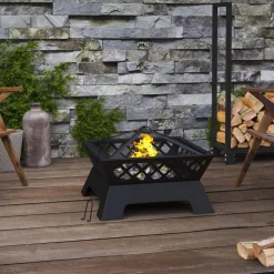 vidaXL Chimeneas-Brasero con atizador acero XXL 50 cm