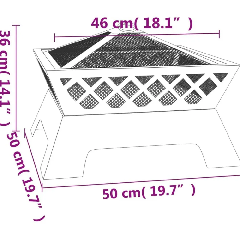 vidaXL Chimeneas-Brasero con atizador acero XXL 50 cm