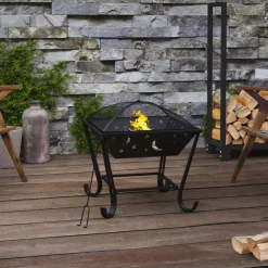 vidaXL Chimeneas-Brasero con atizador acero XXL 50 cm