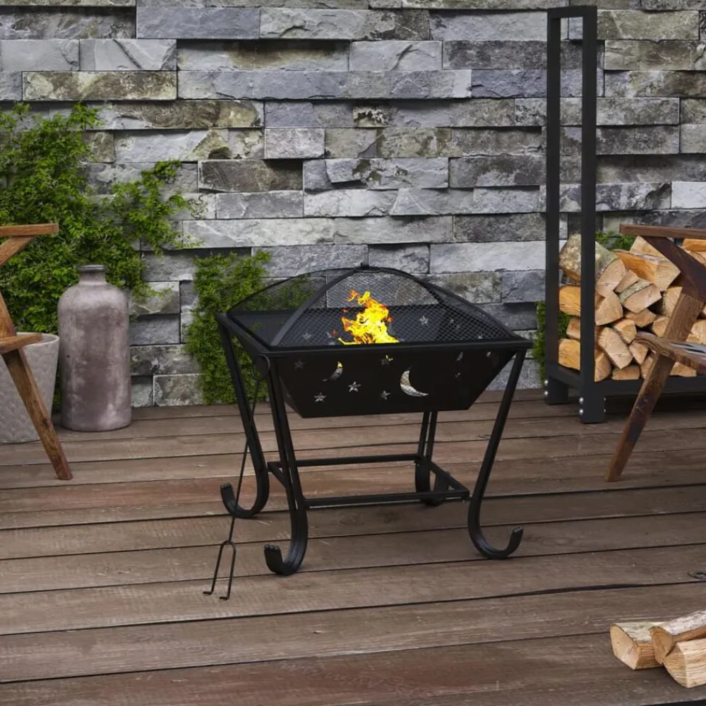 vidaXL Chimeneas-Brasero con atizador acero XXL 50 cm
