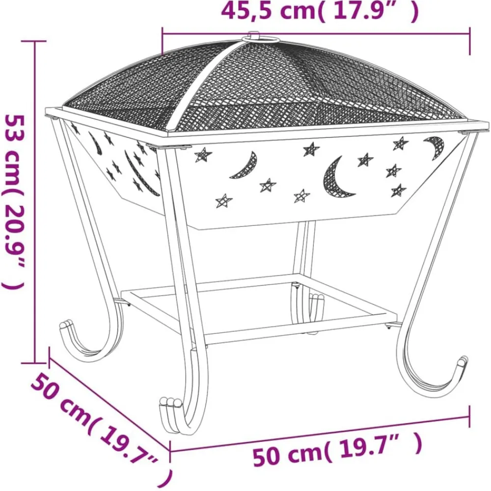 vidaXL Chimeneas-Brasero con atizador acero XXL 50 cm