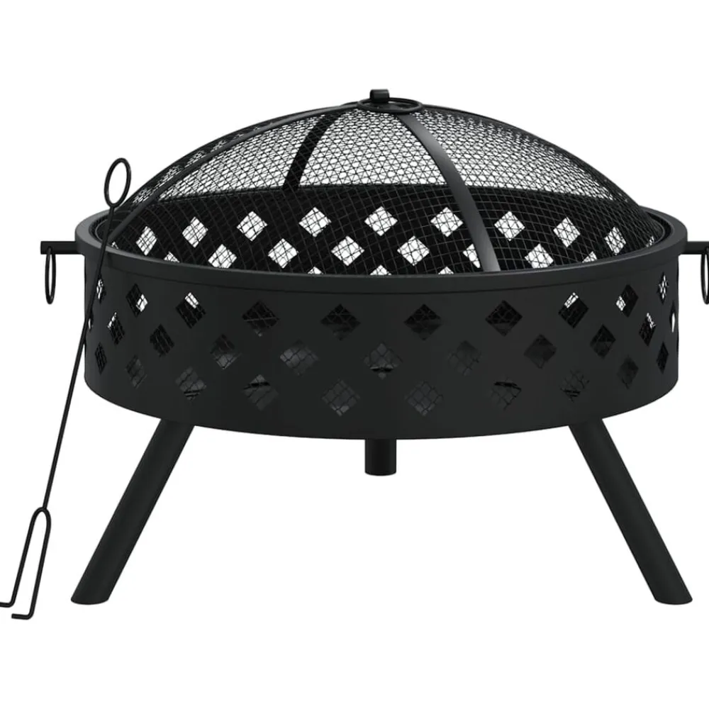 vidaXL Chimeneas-Brasero con atizador acero XXL 58 cm