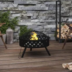 vidaXL Chimeneas-Brasero con atizador acero XXL 58 cm