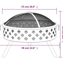 vidaXL Chimeneas-Brasero con atizador acero XXL 58 cm