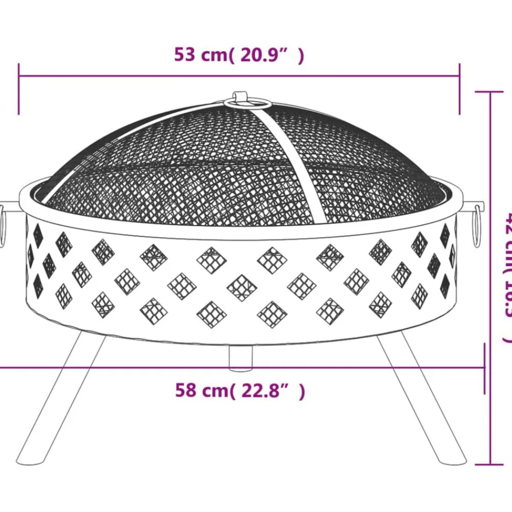 vidaXL Chimeneas-Brasero con atizador acero XXL 58 cm