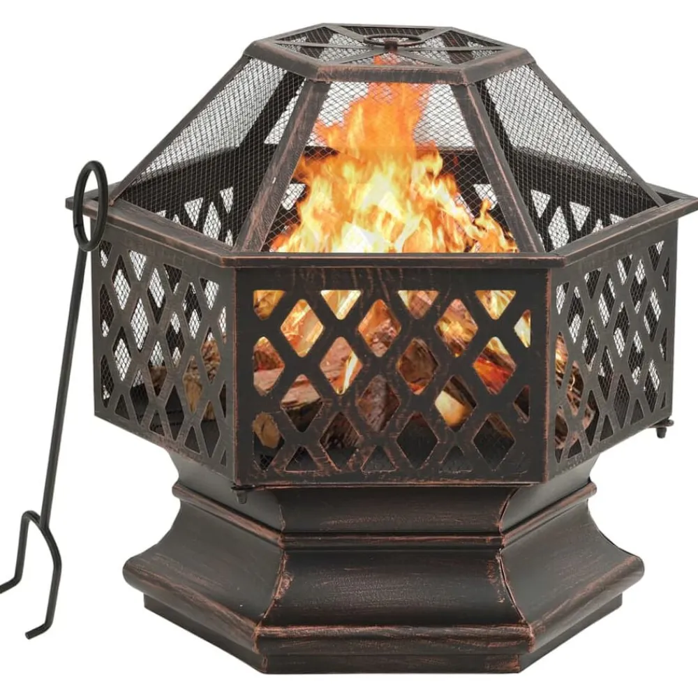 vidaXL Chimeneas-Brasero con atizador acero 62x54x56 cm