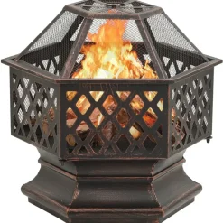 vidaXL Chimeneas-Brasero con atizador acero 62x54x56 cm