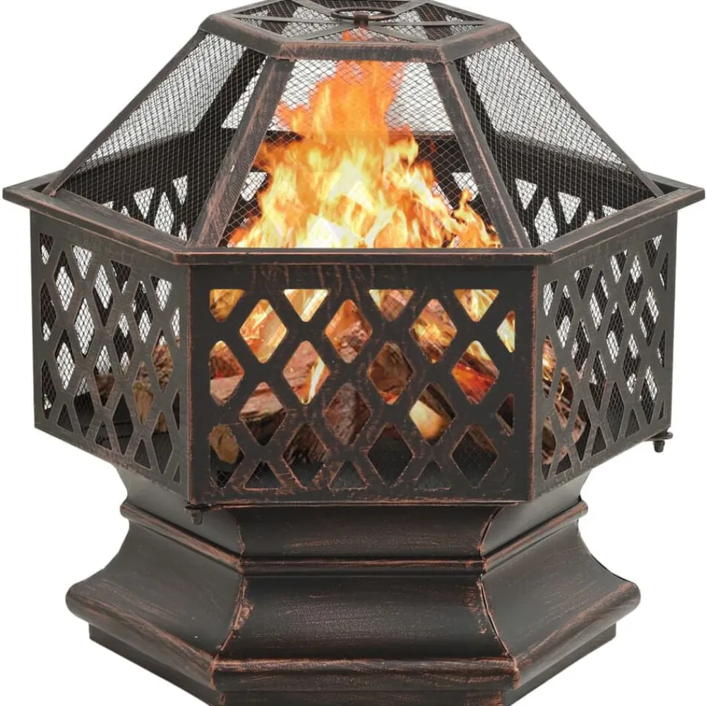 vidaXL Chimeneas-Brasero con atizador acero 62x54x56 cm