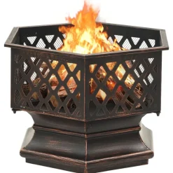 vidaXL Chimeneas-Brasero con atizador acero 62x54x56 cm