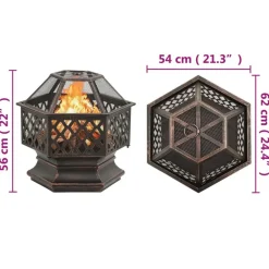 vidaXL Chimeneas-Brasero con atizador acero 62x54x56 cm