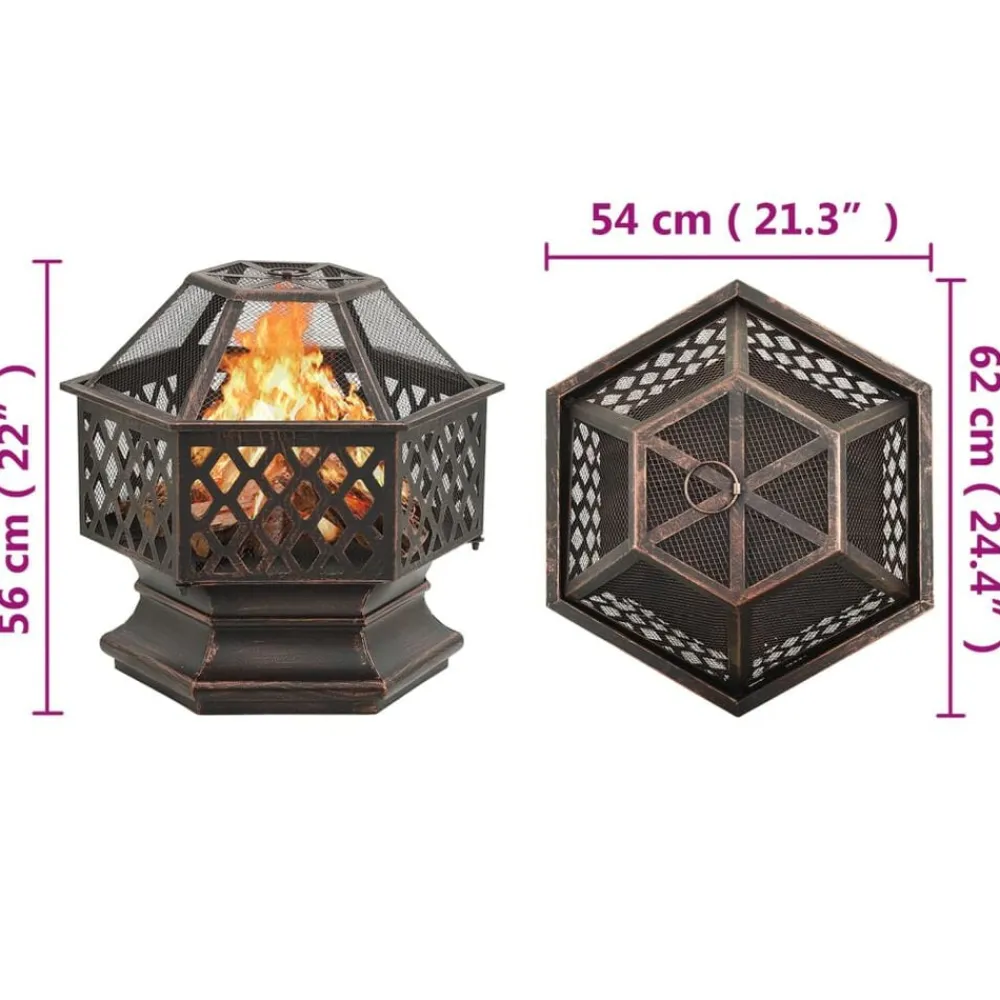 vidaXL Chimeneas-Brasero con atizador acero 62x54x56 cm