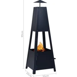 vidaXL Brasero de acero negro 35x35x99 cm Best