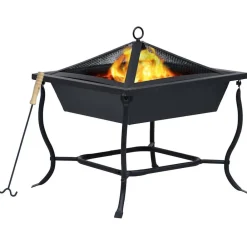 vidaXL Chimeneas-Brasero de acero negro 42x42x45 cm