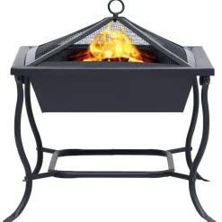 vidaXL Chimeneas-Brasero de acero negro 42x42x45 cm
