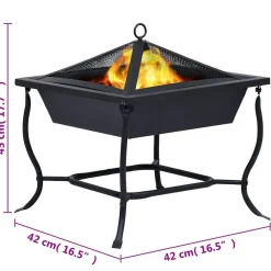 vidaXL Chimeneas-Brasero de acero negro 42x42x45 cm