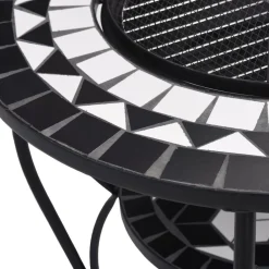 vidaXL Brasero de mosaico cerámica y blanco 68 cm Negro Best