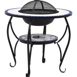 vidaXL Chimeneas-Brasero de mosaico cerámica y blanco 68 cm