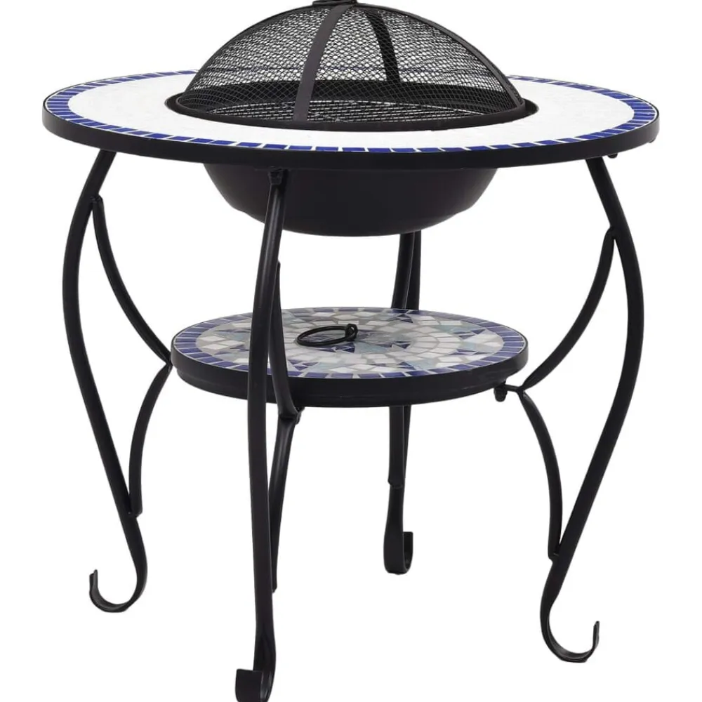 vidaXL Chimeneas-Brasero de mosaico cerámica y blanco 68 cm