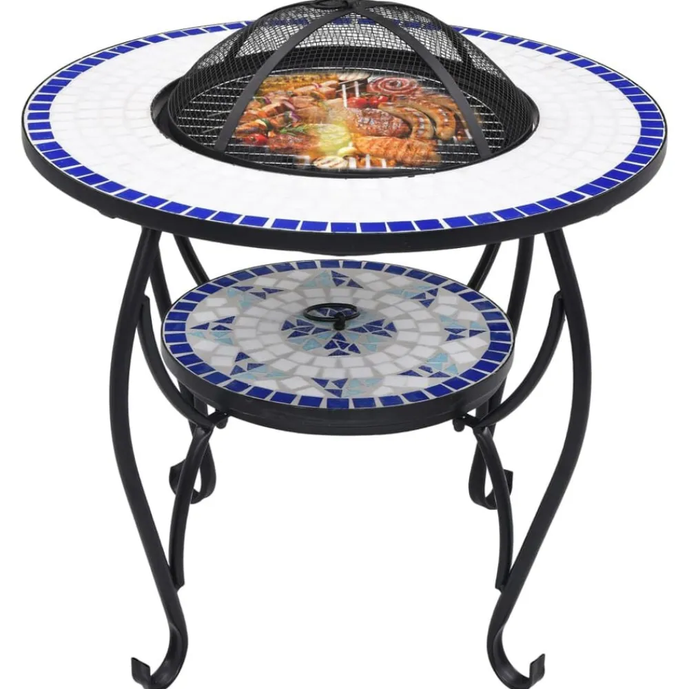 vidaXL Chimeneas-Brasero de mosaico cerámica y blanco 68 cm