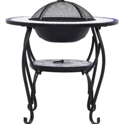 vidaXL Chimeneas-Brasero de mosaico cerámica y blanco 68 cm