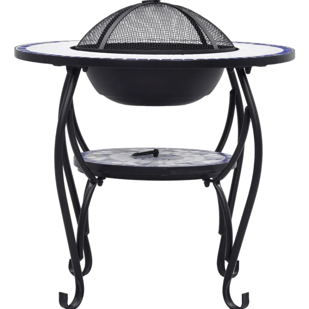 vidaXL Chimeneas-Brasero de mosaico cerámica y blanco 68 cm