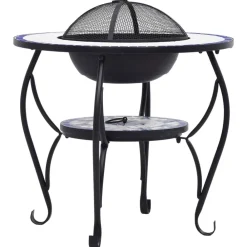 vidaXL Chimeneas-Brasero de mosaico cerámica y blanco 68 cm