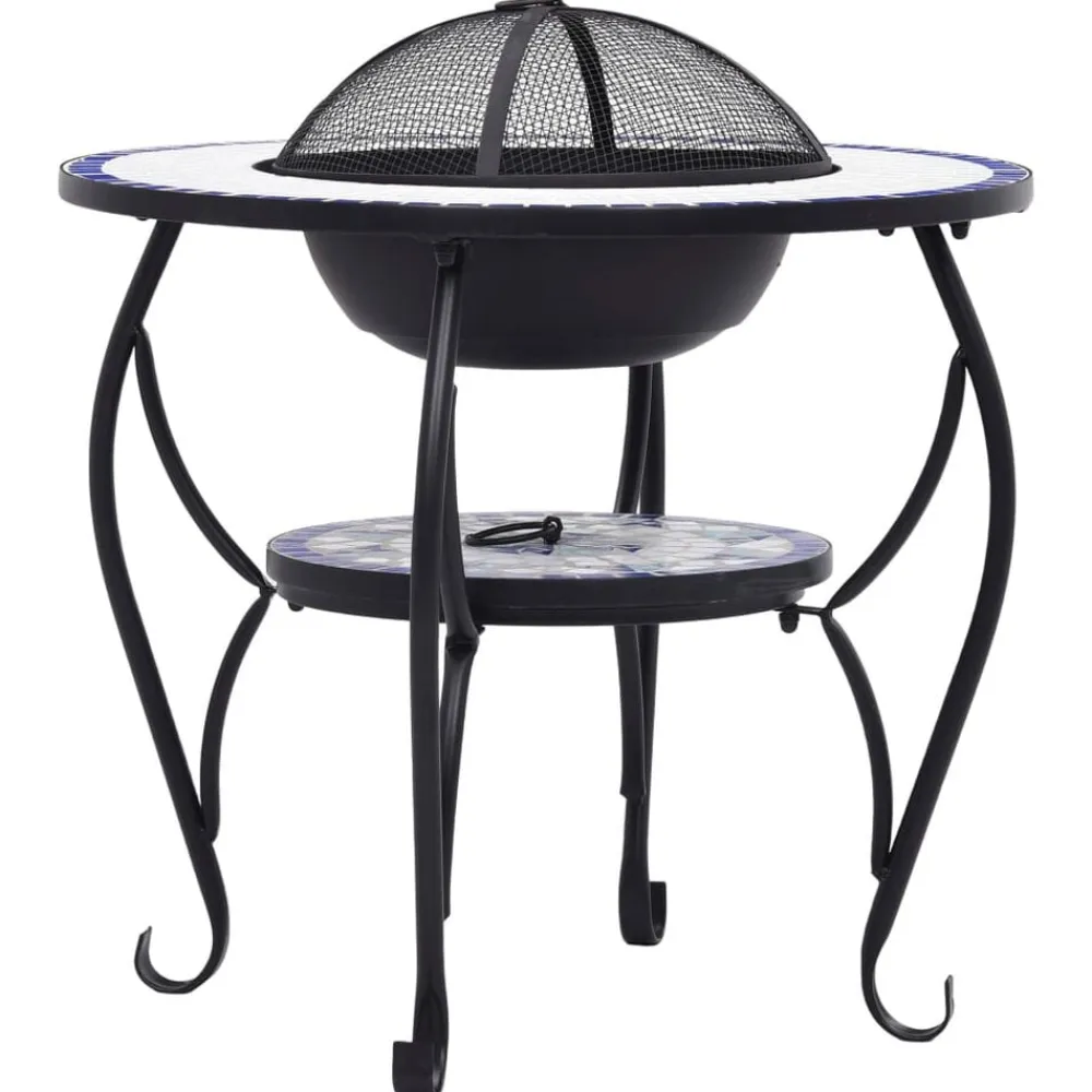 vidaXL Chimeneas-Brasero de mosaico cerámica y blanco 68 cm