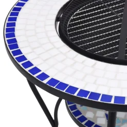 vidaXL Chimeneas-Brasero de mosaico cerámica y blanco 68 cm