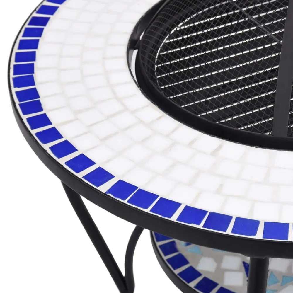 vidaXL Chimeneas-Brasero de mosaico cerámica y blanco 68 cm