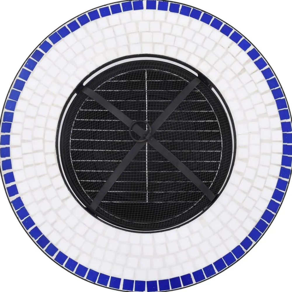vidaXL Chimeneas-Brasero de mosaico cerámica y blanco 68 cm