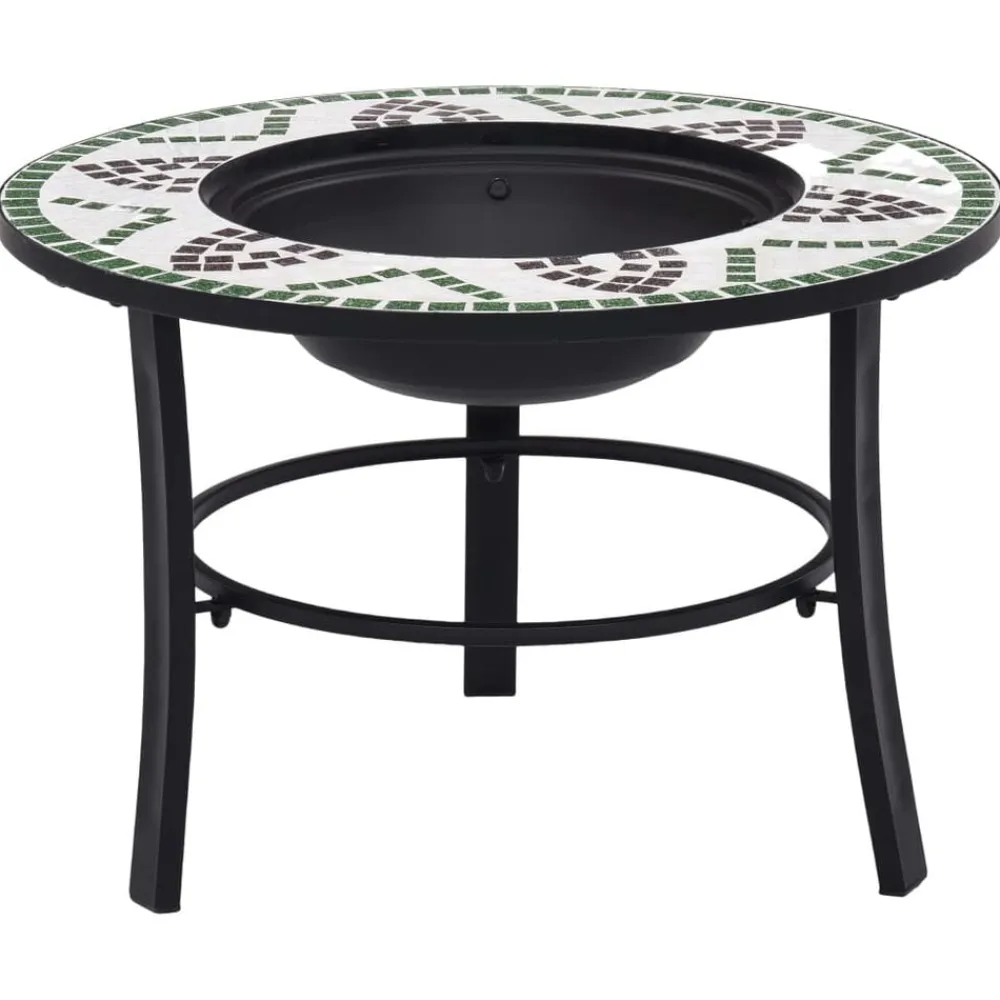 vidaXL Brasero de mosaico cerámica 68 cm Verde
