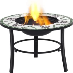 vidaXL Brasero de mosaico cerámica 68 cm Verde
