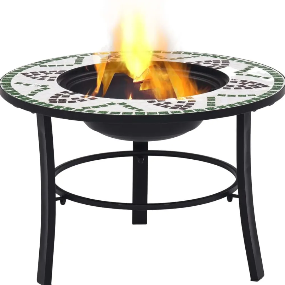 vidaXL Brasero de mosaico cerámica 68 cm Verde